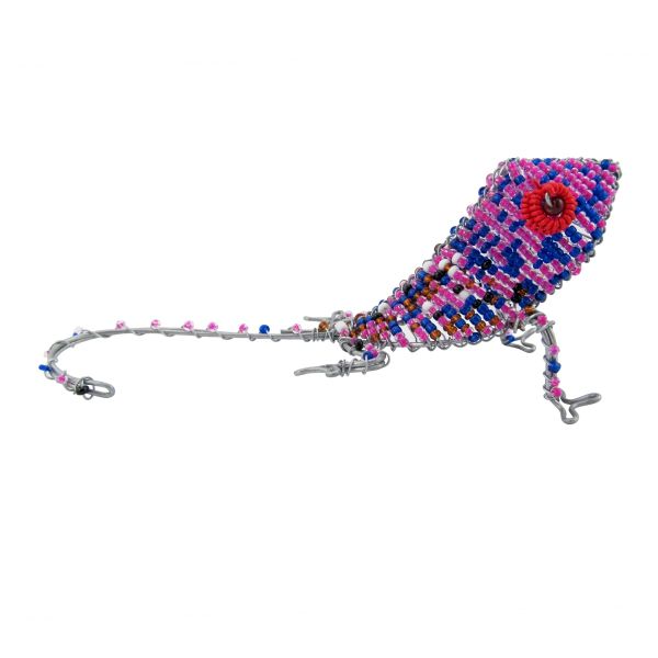 Picture of chameleon beaded wire figurine