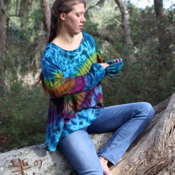 	Tie Dye Long Dolman Sleeve Top