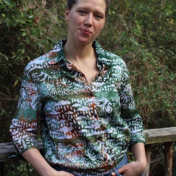 Ana Batik Print 3/4 Sleeve Button Up Shirt