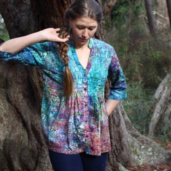 Picture of batik v-neck lolly top