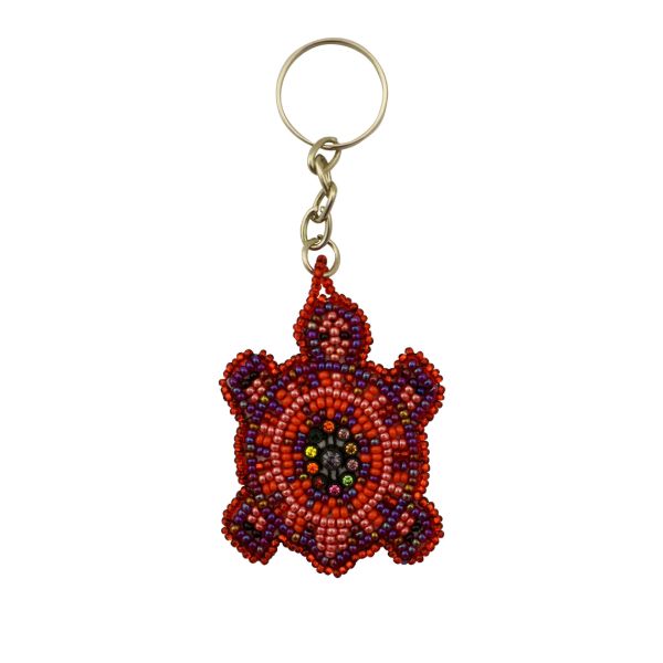 Flat Turtle Beaded Keychain