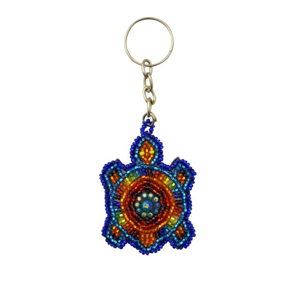 Flat Turtle Beaded Keychain