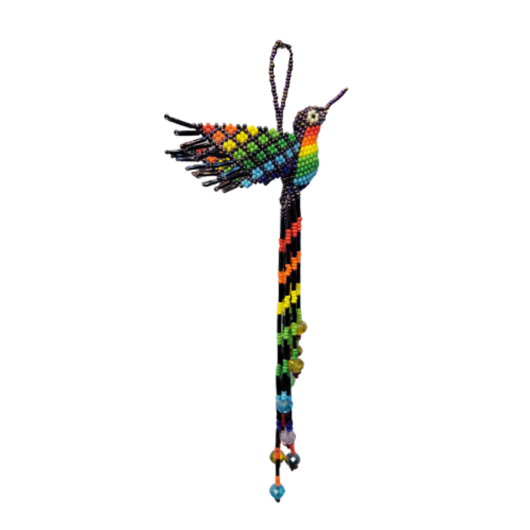 Picture of long-tailed beaded crystal bird ornament