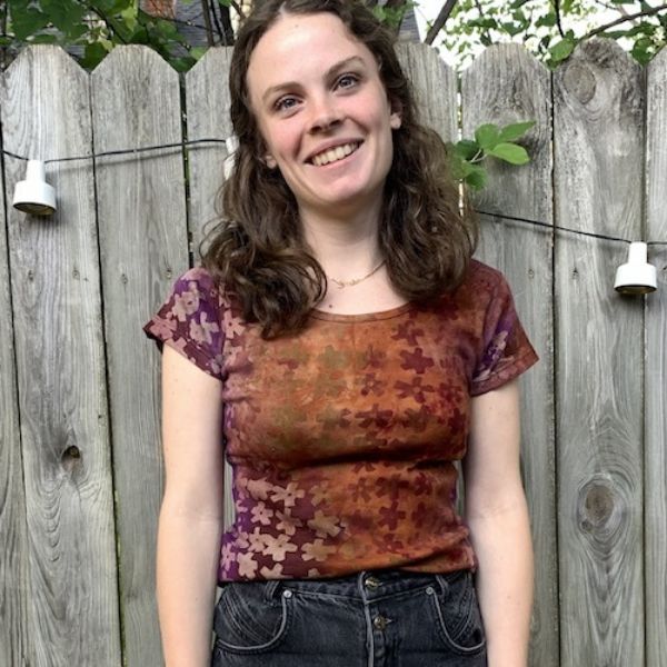 Floral Batik Print Scoop Neck Fitted T-Shirt