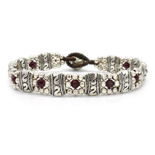 Picture of gemstone flower beaded bracelet
