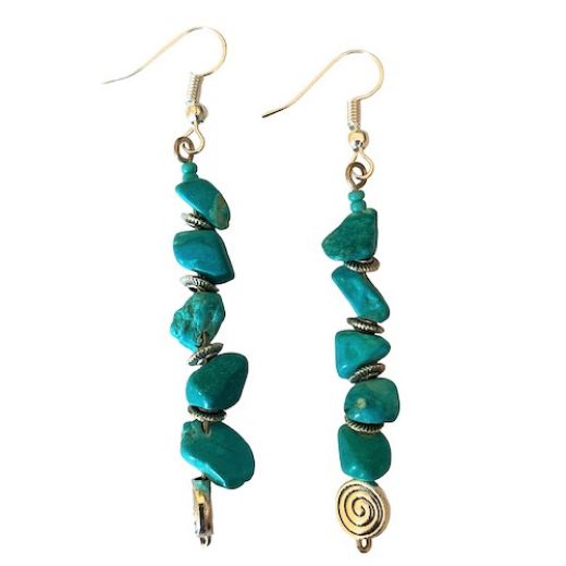 Picture of spiral gemstone beaded earrings