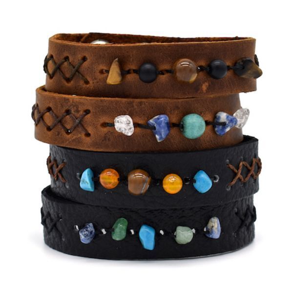 Picture of leather stone bracelet