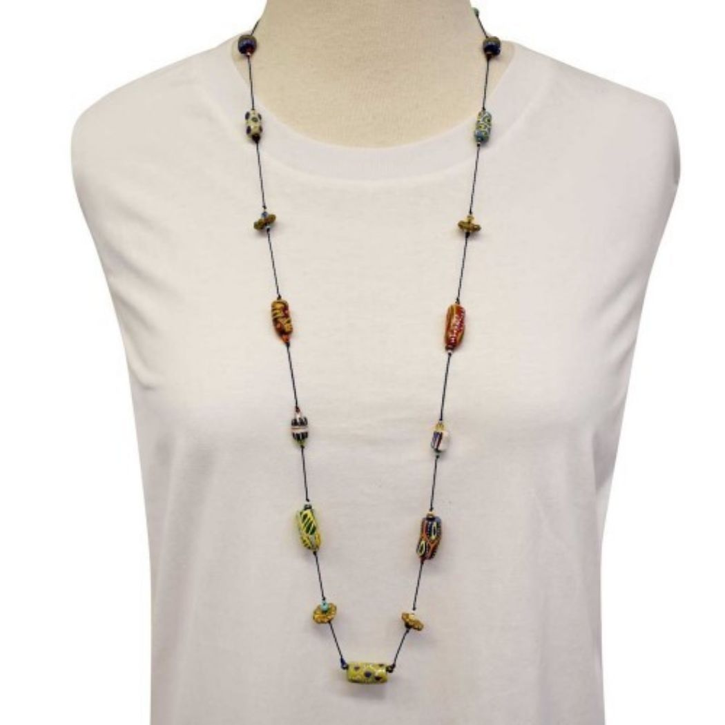 Picture of multimedia glass bead necklace