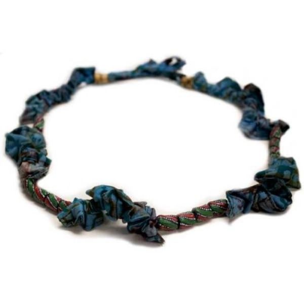 Picture of scrunchie batik glass bead necklace