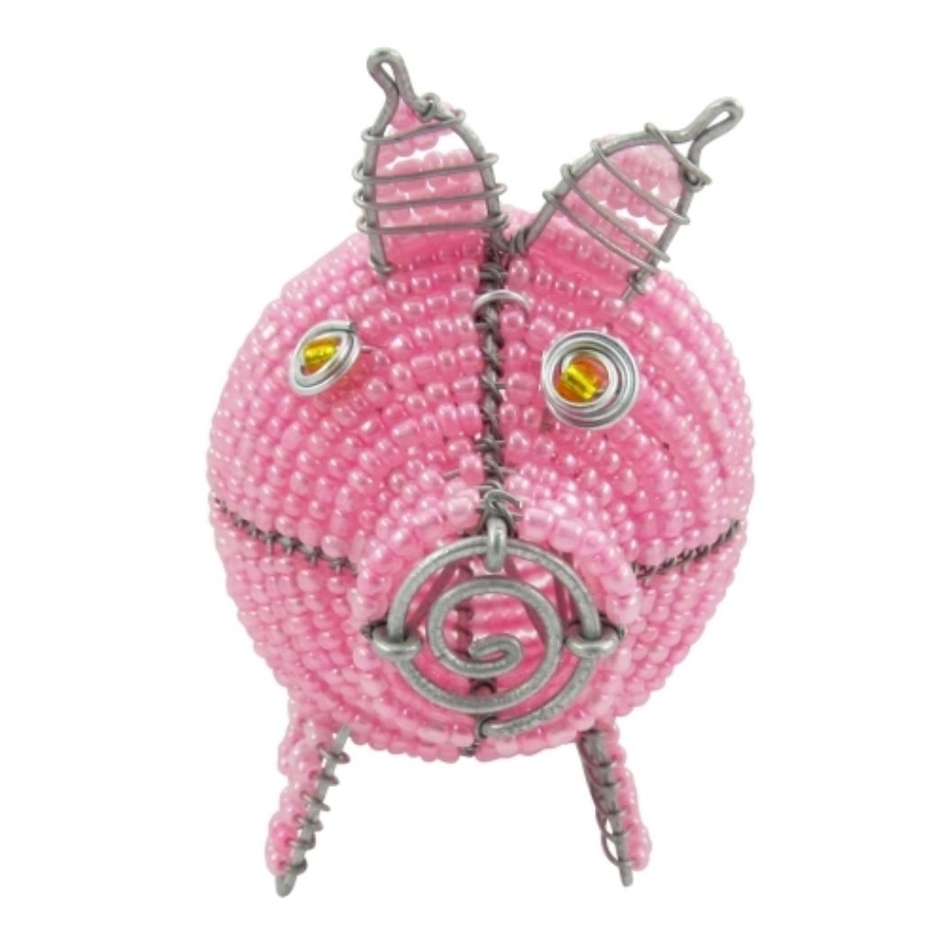 Picture of beaded wire pink pig
