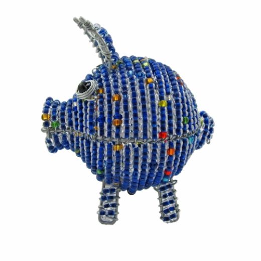 Picture of beaded wire pig - purple