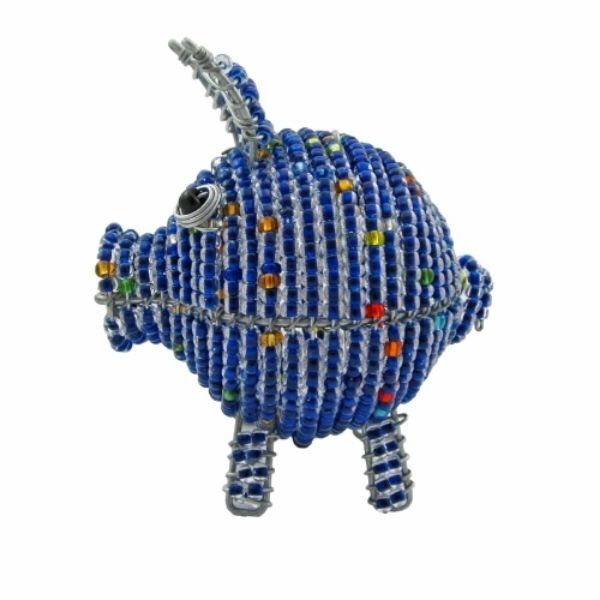 Picture of purple pig beaded wire figurine