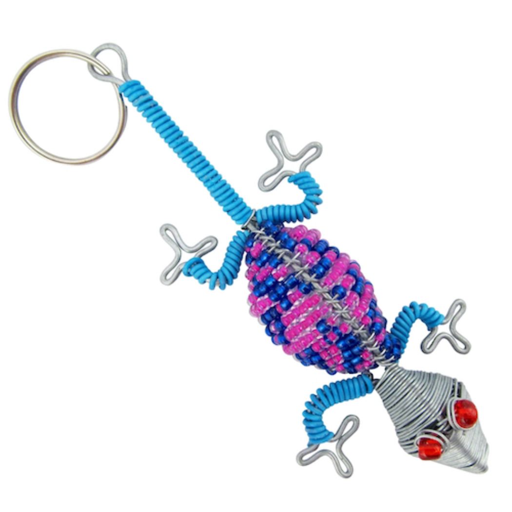 Gecko Beaded Keychain