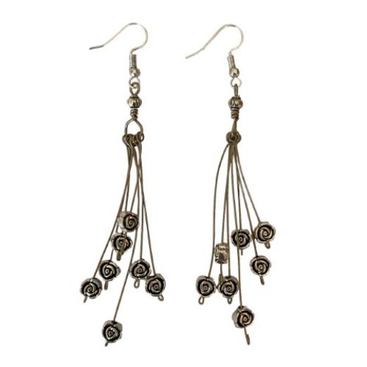 Picture of rose bouquet metal earrings