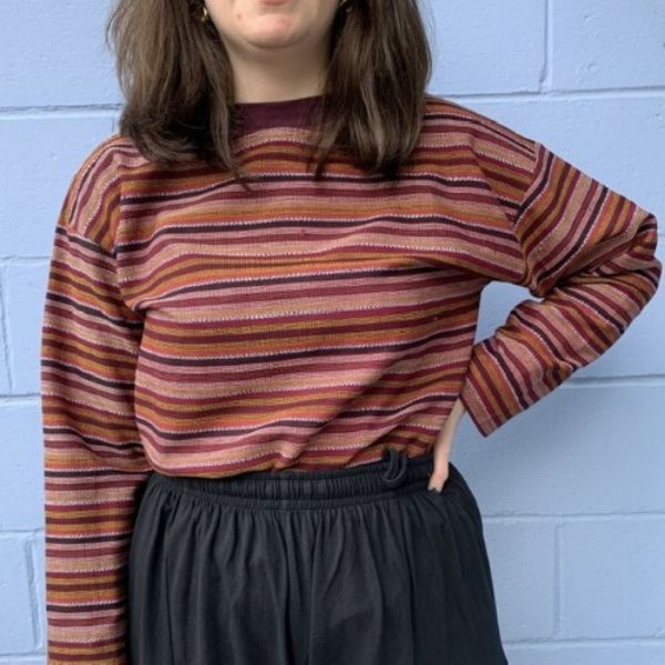 Striped Ikat Long Sleeve Crewneck T-Shirt