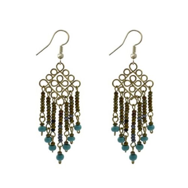 Wire Diamond Beaded Earrings