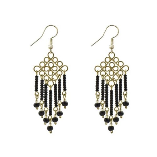 Wire Diamond Beaded Earrings
