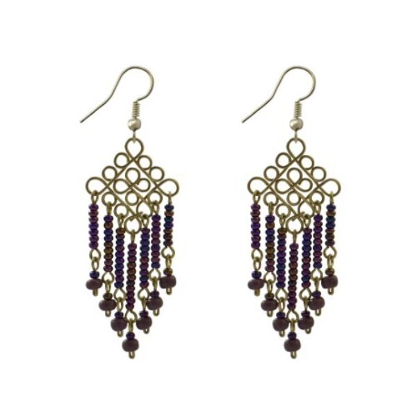 Wire Diamond Beaded Earrings