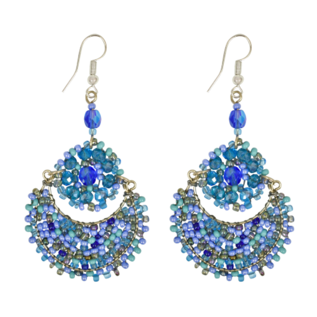 Picture of moon flower beaded earrings