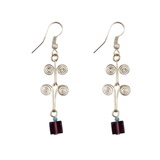 Picture of glass cube metal earrings
