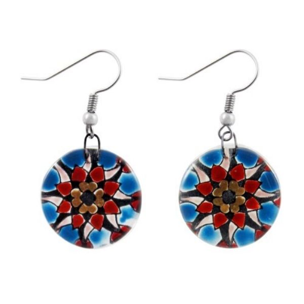 Picture of fusion glass mandala earrings