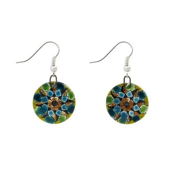 Picture of fusion glass mandala earrings
