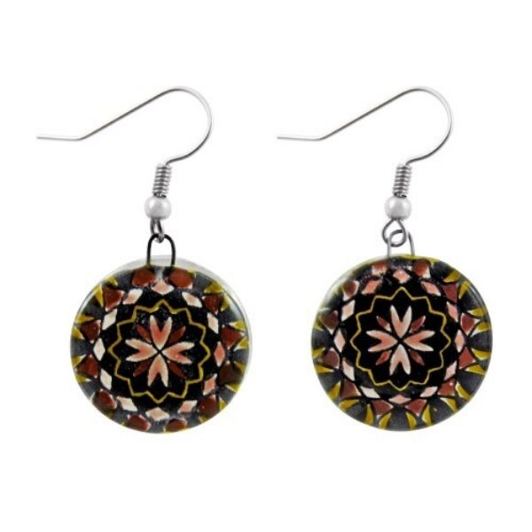Picture of fusion glass mandala earrings