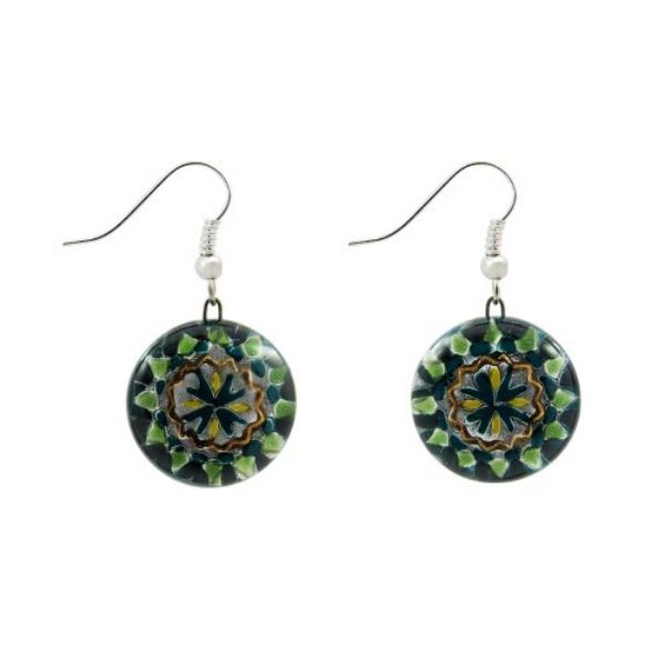 Picture of fusion glass mandala earrings