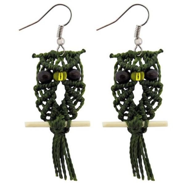 Picture of macrame owl earrings