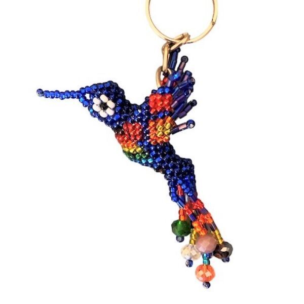 Picture of hummingbird beaded keychain - mini