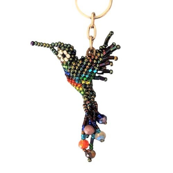 Mini Hummingbird Beaded Keychain