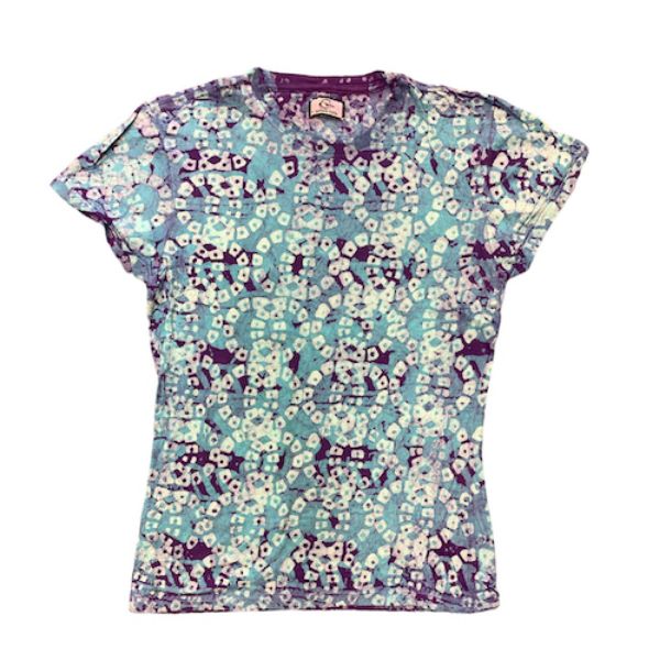 Picture of batik cap sleeve t-shirt - purple patterns