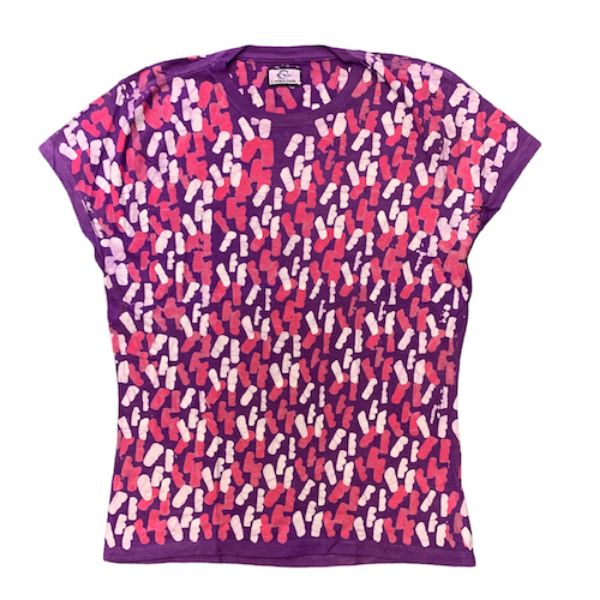 Picture of batik cap sleeve t-shirt - purple patterns