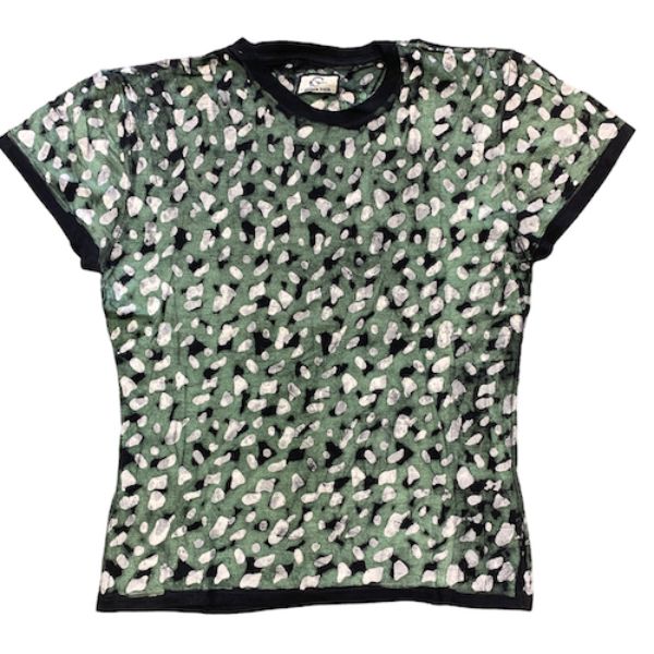 Green Patterns Batik Print Cap Sleeve T-Shirt