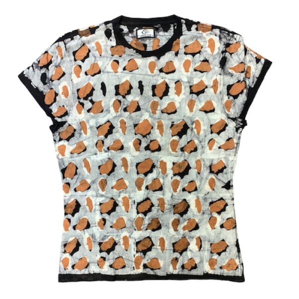 Picture of batik cap sleeve t-shirt - red patterns