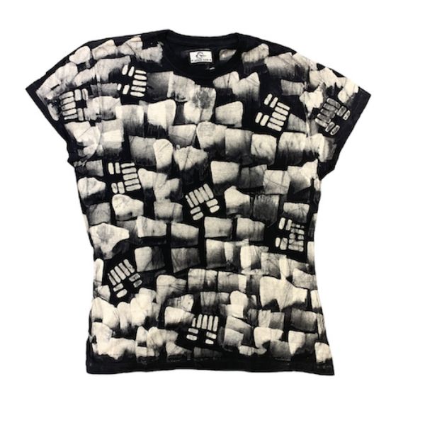 Picture of batik cap sleeve t-shirt - red patterns