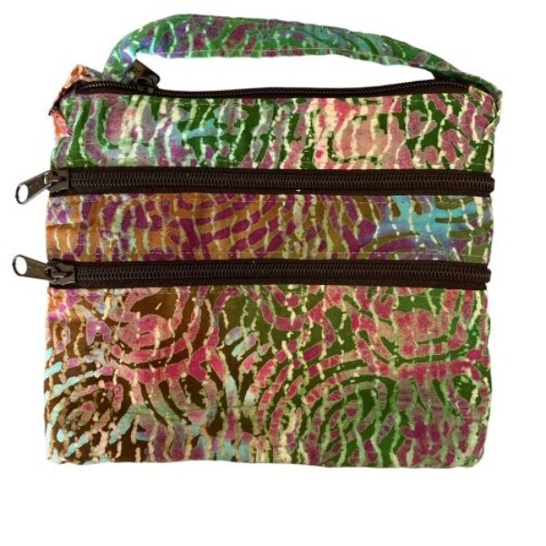 Batik Three Pocket Crossbody Bag