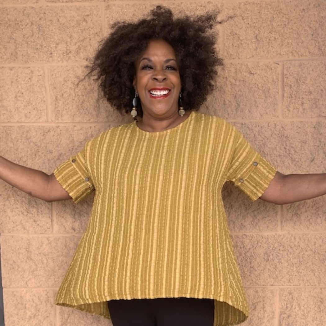 Yellow Breezy Striped Short Sleeve Top