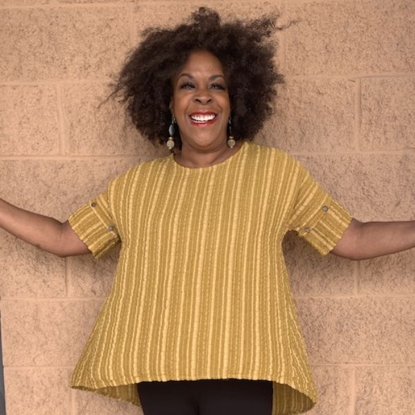 Yellow Breezy Striped Short Sleeve Top