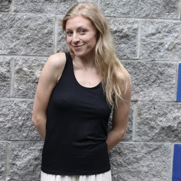 Black Slash Weave Back Tank Top