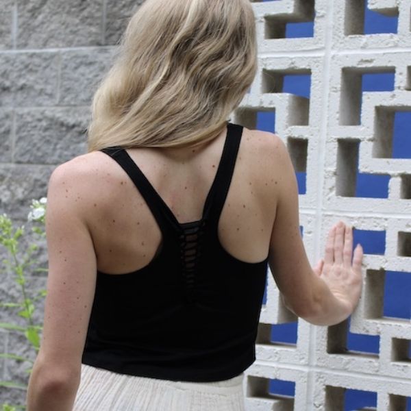 Black Slash Weave Back Tank Top (Back)