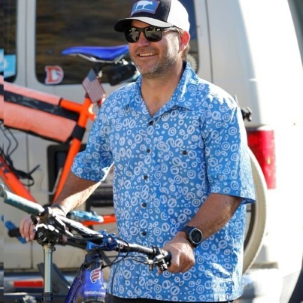 Picture of cotton batik ryan shirt - blue patterns