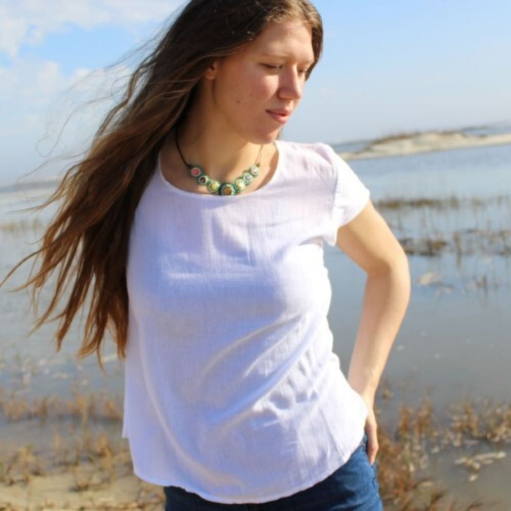 Summer Cap Sleeve Boat Neck Top