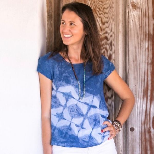 	Indigo Cap Sleeve Boat Neck Top