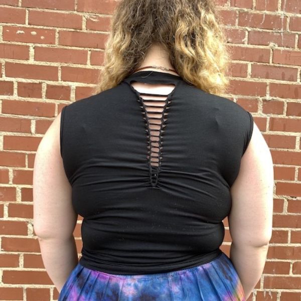 Cap Sleeve Braided Back Top