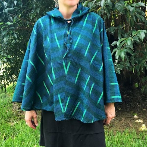 Picture of ikat hooded poncho - long