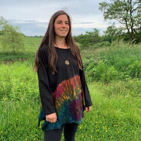 	Tie Dye Long Sleeve Boat Neck Top