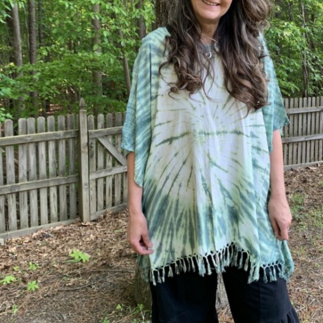 Tie Dye Fronge Poncho Top