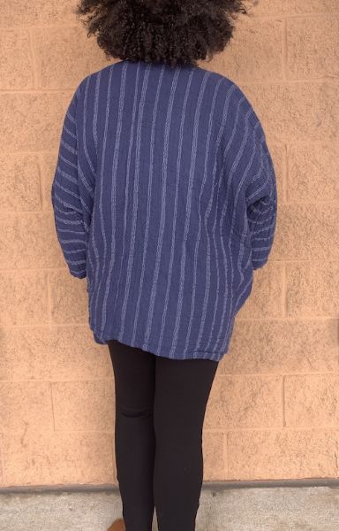 Striped Cotton Gauze Open Front Jacket