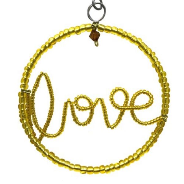 Picture of peace, love, joy beaded wire ornaments